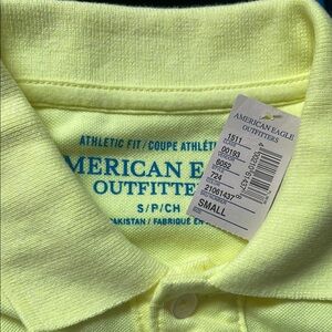 American Eagle Outfitters Light Yellow Polo Shirt Neon Yellow Bright